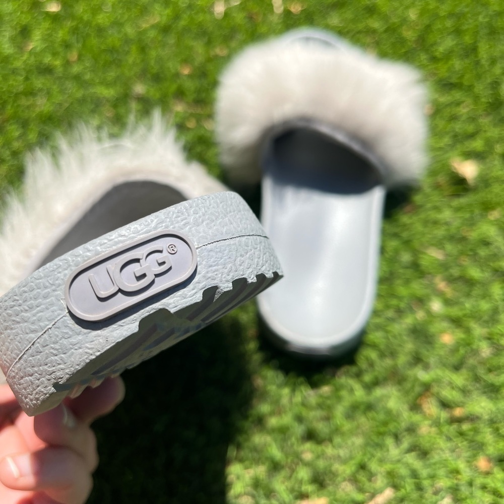 UGG Furry Gray Slides EUC! - Picture 8 of 9